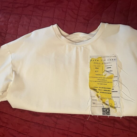 Devil Beauty Oversized Sweatshirt –  Patchwork “ID Card” Graphic, Streetwear - Picture 4 of 6